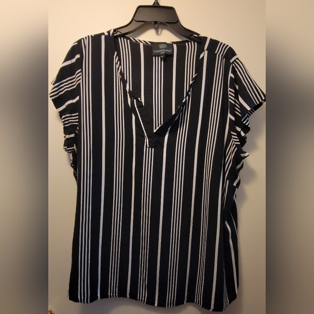Cynthia Rowley Black and White Striped Women's Top